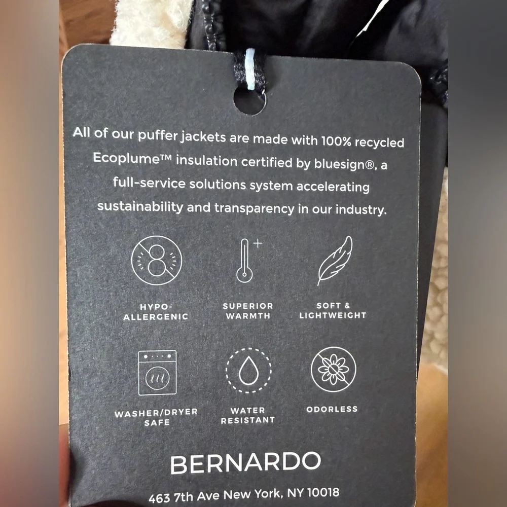 New Bernardo Sherpa Chevron Quilted Vest Faux Shearling Reversible Black